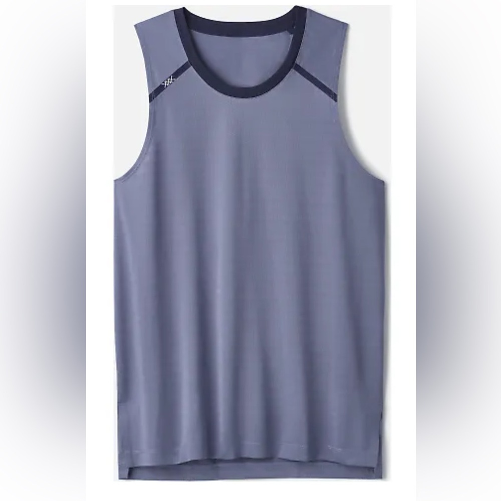 Rhone - Blue Athletic Tank Top Scoop Neck XXX Design Relaxed Workout Fit - XL